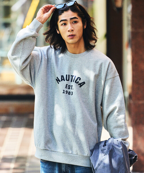 NAUTICA（ノーティカ）の「NAUTICA/ノーティカ フェルトパッチ アーチロゴ クルーネック スウェット（スウェット・メンズ・ライトグレー/ブラック/ネイビー・SMALL/LARGE/MEDIUM/X-LARGE）」の10枚目の写真