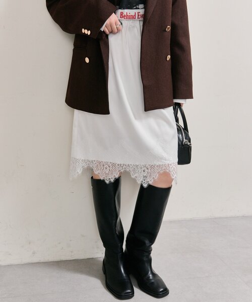 mystic（ミスティック）の「裾レースマルチスカート（スカート・レディース・ブラック/オフホワイト/ブラウン・FREE）」の4枚目の写真