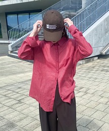 シアーシャツ」に該当するシャツ/ブラウス（レッド/赤色系