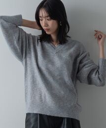 【再入荷】レイヤーネックメランジラメニット