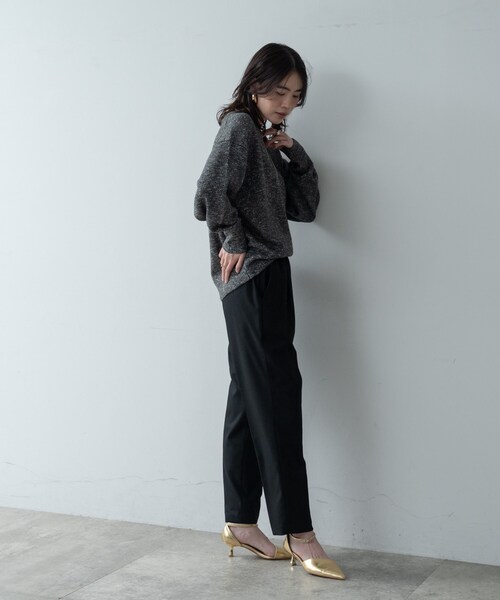 GALLEST(ギャレスト)の「【再入荷】レイヤーネックメランジラメニット(ニット/セーター・レディース・ブラック系8/キャメル/サックスブルー系8/ピンク系・34/38)」の6枚目の写真