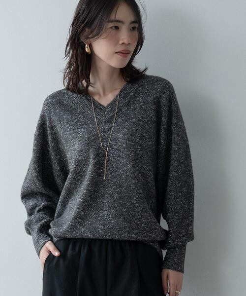 GALLEST(ギャレスト)の「【再入荷】レイヤーネックメランジラメニット(ニット/セーター・レディース・ブラック系8/キャメル/サックスブルー系8/ピンク系・34/38)」の7枚目の写真