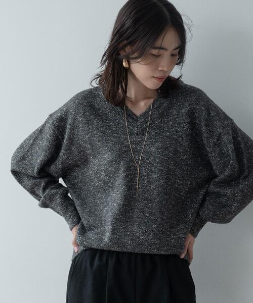 GALLEST(ギャレスト)の「【再入荷】レイヤーネックメランジラメニット(ニット/セーター・レディース・ブラック系8/キャメル/サックスブルー系8/ピンク系・34/38)」の8枚目の写真