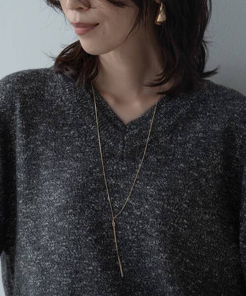 GALLEST(ギャレスト)の「【再入荷】レイヤーネックメランジラメニット(ニット/セーター・レディース・ブラック系8/キャメル/サックスブルー系8/ピンク系・34/38)」の14枚目の写真