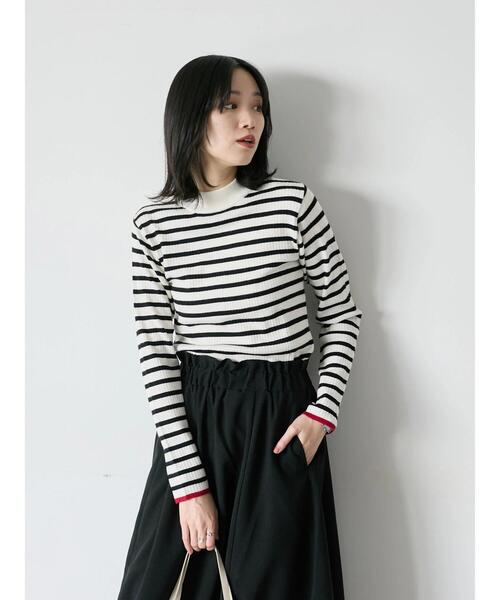 Samansa Mos2 blue（サマンサモスモスブルー）の「【Hug knit】リブハイネックプルオーバー（ニット/セーター・レディース・グリーン/ブラック/ホワイト/オフホワイト/トップグレー・F）」の3枚目の写真