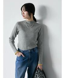 Samansa Mos2 blue | 【Hug knit】リブハイネックプルオーバー(ニット/セーター)