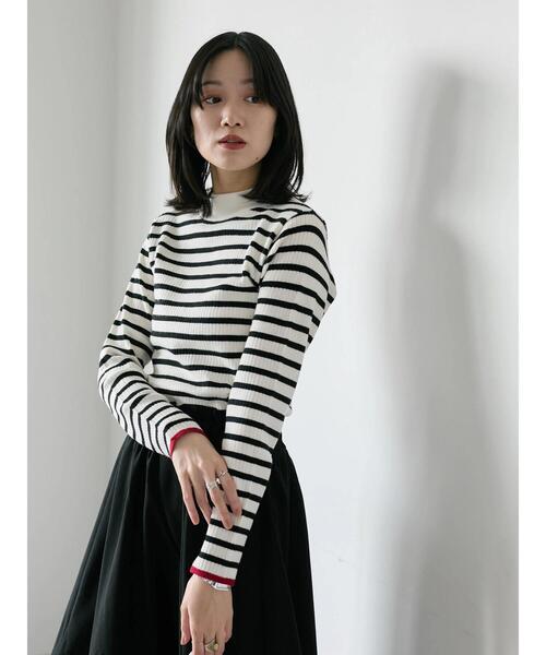 Samansa Mos2 blue（サマンサモスモスブルー）の「【Hug knit】リブハイネックプルオーバー（ニット/セーター・レディース・グリーン/ブラック/ホワイト/オフホワイト/トップグレー・F）」の17枚目の写真