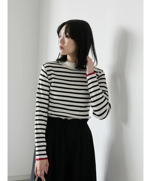 Samansa Mos2 blue（サマンサモスモスブルー）の「【Hug knit】リブハイネックプルオーバー（ニット/セーター・レディース・グリーン/ブラック/ホワイト/オフホワイト/トップグレー・F）」の18枚目の写真