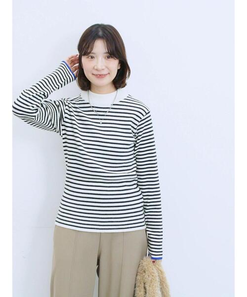 Samansa Mos2 blue（サマンサモスモスブルー）の「【Hug knit】リブハイネックプルオーバー（ニット/セーター・レディース・グリーン/ブラック/ホワイト/オフホワイト/トップグレー・F）」の6枚目の写真