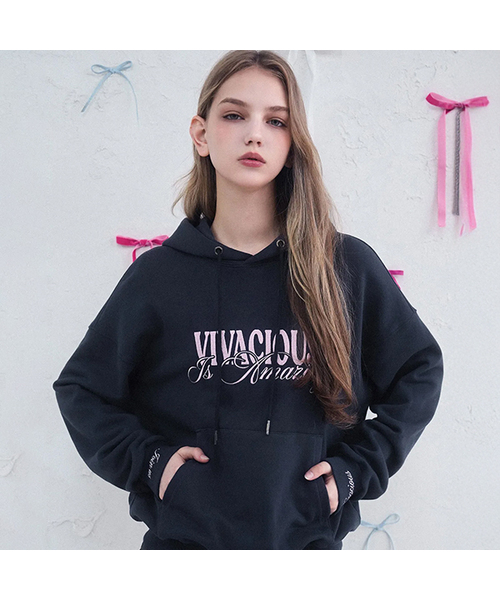 Vivacious(ビバシャス)の「Amazing hoody - 5COL(パーカー・レディース・ネイビー/グレー/チャコール/ライトグレー/ブラック・SMALL/MEDIUM)」の4枚目の写真