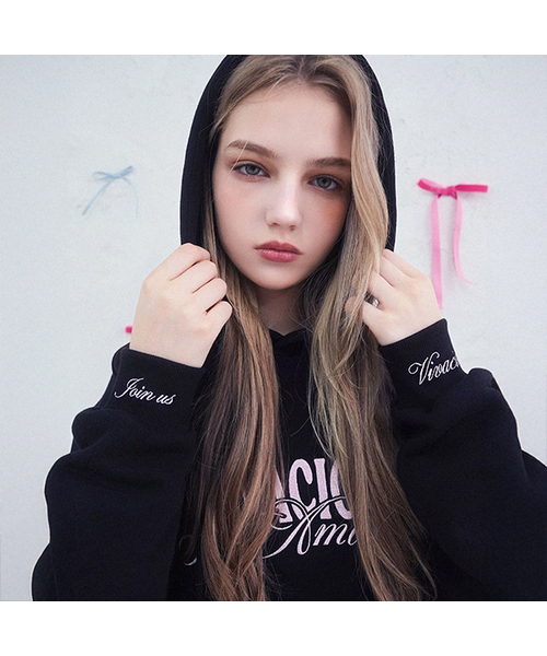 Vivacious(ビバシャス)の「Amazing hoody - 5COL(パーカー・レディース・ネイビー/グレー/チャコール/ライトグレー/ブラック・SMALL/MEDIUM)」の1枚目の写真