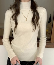 【大人の細魅せ上品ニット】長袖きれいめベーシックハイネックニットトップス レディース