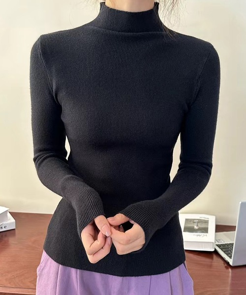 DAY CLOSET(デイ クローゼット)の「【大人の細魅せ上品ニット】長袖きれいめベーシックハイネックニットトップス レディース(ニット/セーター・レディース・アイボリー/ブラック/ワインレッド/キナリ/ダークグレー/グレー・FREE)」の15枚目の写真