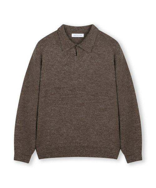 BESLOW(ビースロー)の「LAYERED COLLAR KNIT MELANGE BROWN(ニット/セーター・メンズ・その他・SMALL/MEDIUM/LARGE/X-LARGE)」の1枚目の写真