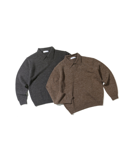 BESLOW(ビースロー)の「LAYERED COLLAR KNIT MELANGE BROWN(ニット/セーター・メンズ・その他・SMALL/MEDIUM/LARGE/X-LARGE)」の7枚目の写真