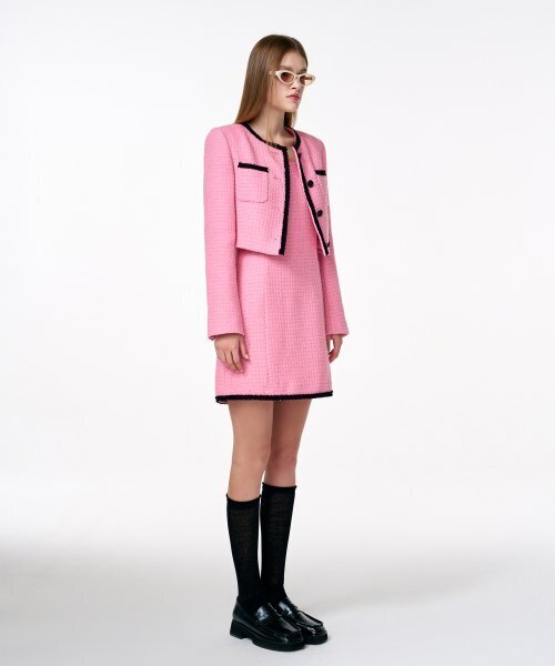 ETMON(エトモン)の「Trimmed Tweed Jacket Pink(テーラードジャケット・レディース・その他・MEDIUM/SMALL)」の2枚目の写真