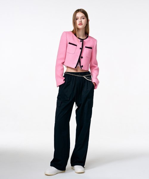 ETMON(エトモン)の「Trimmed Tweed Jacket Pink(テーラードジャケット・レディース・その他・MEDIUM/SMALL)」の4枚目の写真