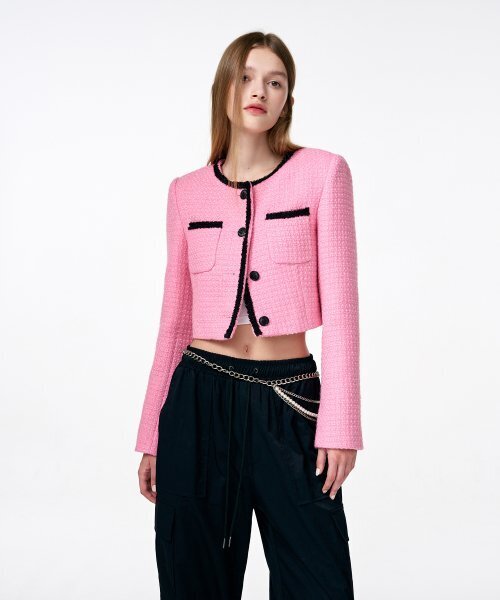 ETMON(エトモン)の「Trimmed Tweed Jacket Pink(テーラードジャケット・レディース・その他・MEDIUM/SMALL)」の5枚目の写真