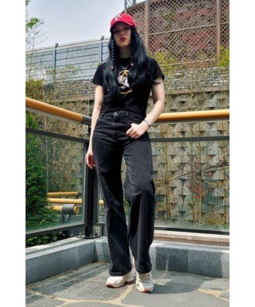 SEARCH410(サーチ410)の「バイブグラフィッククロップTシャツブラック(Tシャツ/カットソー・レディース・その他・FREE)」の3枚目の写真