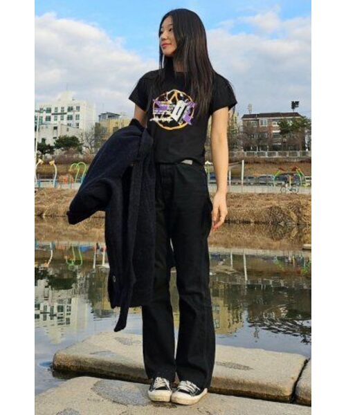 SEARCH410(サーチ410)の「バイブグラフィッククロップTシャツブラック(Tシャツ/カットソー・レディース・その他・FREE)」の7枚目の写真