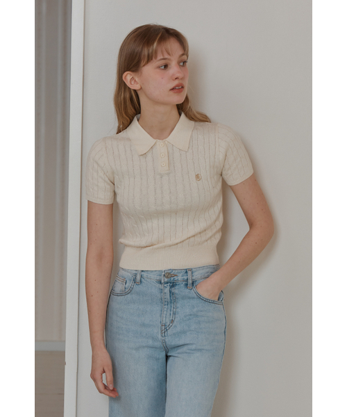 ANOETIC(アノエティック)の「ANC CABLE COLLAR KNIT_IVORY(ニット/セーター・レディース・アイボリー・FREE)」の1枚目の写真