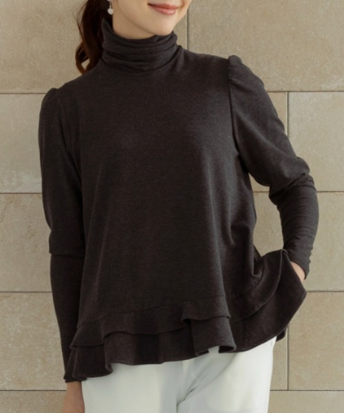 Sono(ソーノ)の「【新作12/5発売】【SONO/ソーノ】ソフトタッチ ミニティアードプルオーバー(Tシャツ/カットソー・レディース・ブラック/アイボリー/グレー・1/2)」の3枚目の写真