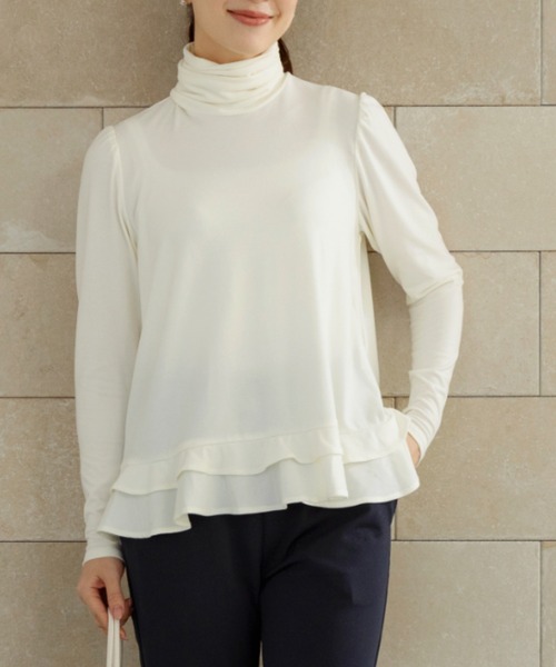 Sono(ソーノ)の「【新作12/5発売】【SONO/ソーノ】ソフトタッチ ミニティアードプルオーバー(Tシャツ/カットソー・レディース・ブラック/アイボリー/グレー・1/2)」の1枚目の写真