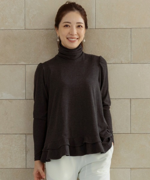 Sono(ソーノ)の「【新作12/5発売】【SONO/ソーノ】ソフトタッチ ミニティアードプルオーバー(Tシャツ/カットソー・レディース・ブラック/アイボリー/グレー・1/2)」の4枚目の写真