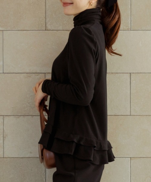 Sono(ソーノ)の「【新作12/5発売】【SONO/ソーノ】ソフトタッチ ミニティアードプルオーバー(Tシャツ/カットソー・レディース・ブラック/アイボリー/グレー・1/2)」の9枚目の写真