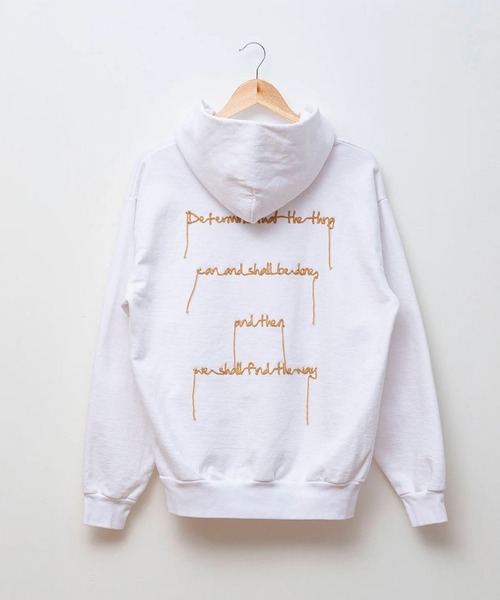 A blends(エイブレンズ)の「A blends 製品染めコード刺繍スウェットパーカ(パーカー・メンズ・ホワイト/ブラック・MEDIUM)」の3枚目の写真