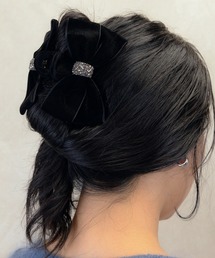 Heartdance（ハートダンス）の「ビジュー付きベロアリボンバンスクリップ（バレッタ/ヘアクリップ）」