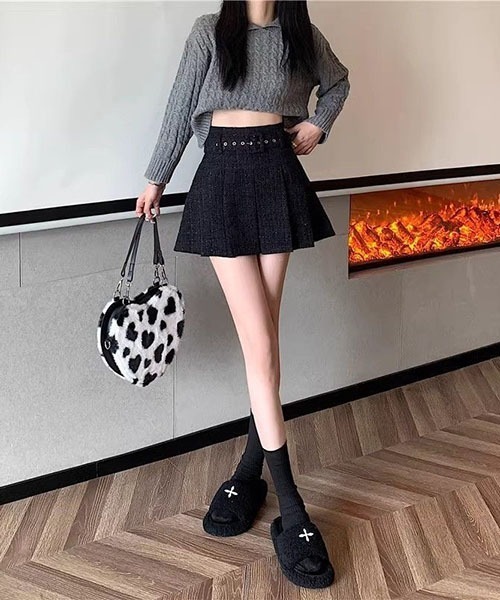 gossip!ロサンゼルス(ゴシップロサンゼルス)の「ベルテッドデザイン ツイードプリーツスカート(スカート・レディース・ブラック/ピンク/ホワイト・M/S)」の16枚目の写真