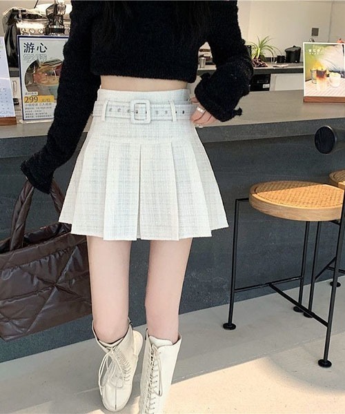 gossip!ロサンゼルス(ゴシップロサンゼルス)の「ベルテッドデザイン ツイードプリーツスカート(スカート・レディース・ブラック/ピンク/ホワイト・M/S)」の20枚目の写真