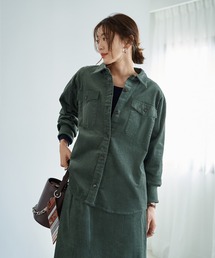シャツ/ブラウス（グリーン・カーキ/緑色系・コーデュロイ