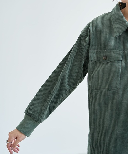 STYLE DELI（スタイルデリ）の「【セットアップ対応】コーデュロイシャツジャケット（シャツ/ブラウス・レディース・アイボリー/ブルー/グリーン・FREE）」の11枚目の写真