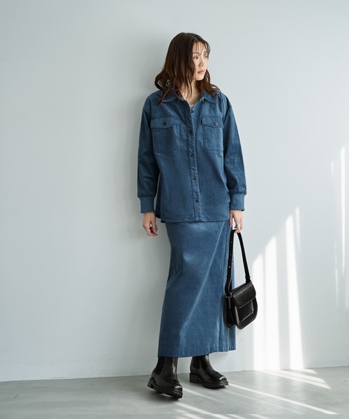 STYLE DELI（スタイルデリ）の「【セットアップ対応】コーデュロイシャツジャケット（シャツ/ブラウス・レディース・アイボリー/ブルー/グリーン・FREE）」の13枚目の写真