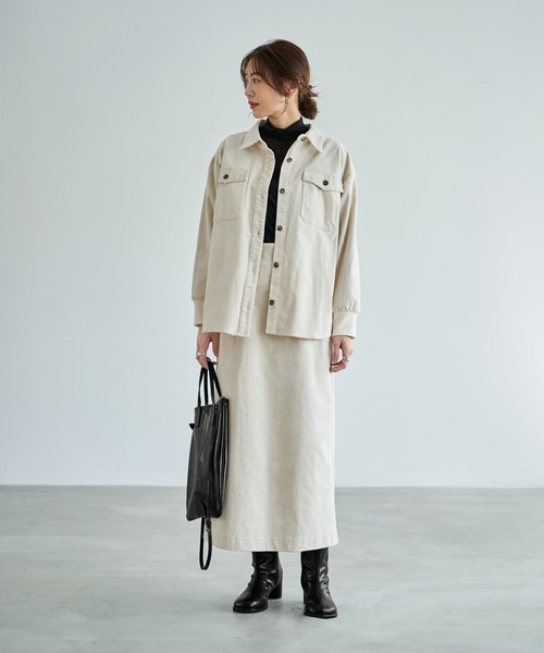 STYLE DELI（スタイルデリ）の「【セットアップ対応】コーデュロイシャツジャケット（シャツ/ブラウス・レディース・アイボリー/ブルー/グリーン・FREE）」の15枚目の写真