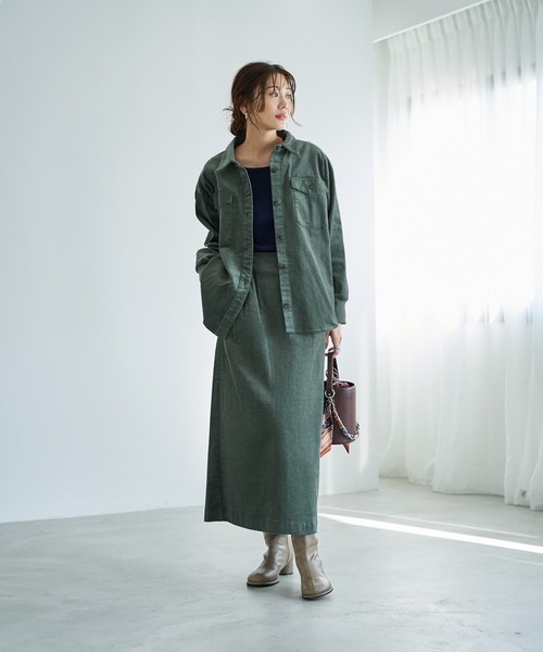 STYLE DELI（スタイルデリ）の「【セットアップ対応】コーデュロイシャツジャケット（シャツ/ブラウス・レディース・アイボリー/ブルー/グリーン・FREE）」の5枚目の写真