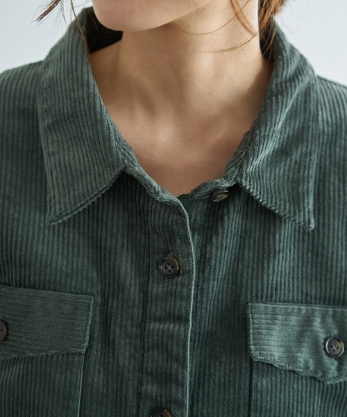 STYLE DELI（スタイルデリ）の「【セットアップ対応】コーデュロイシャツジャケット（シャツ/ブラウス・レディース・アイボリー/ブルー/グリーン・FREE）」の6枚目の写真