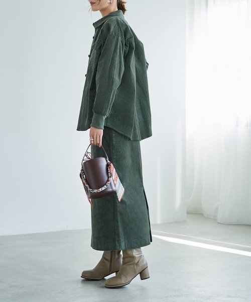 STYLE DELI（スタイルデリ）の「【セットアップ対応】コーデュロイシャツジャケット（シャツ/ブラウス・レディース・アイボリー/ブルー/グリーン・FREE）」の8枚目の写真