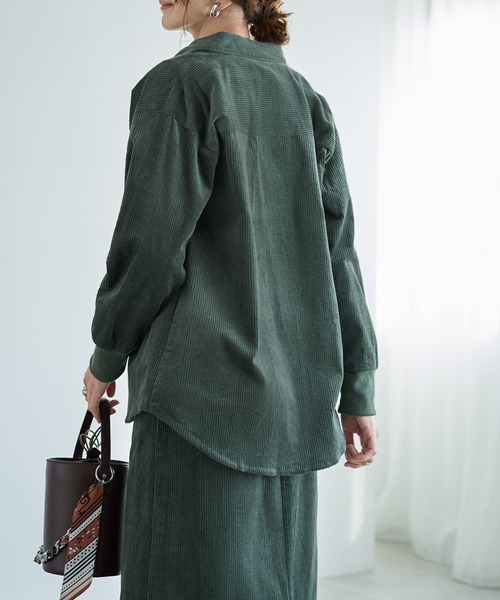 STYLE DELI（スタイルデリ）の「【セットアップ対応】コーデュロイシャツジャケット（シャツ/ブラウス・レディース・アイボリー/ブルー/グリーン・FREE）」の9枚目の写真