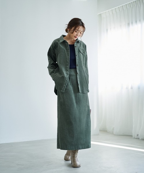 STYLE DELI（スタイルデリ）の「【セットアップ対応】コーデュロイシャツジャケット（シャツ/ブラウス・レディース・アイボリー/ブルー/グリーン・FREE）」の10枚目の写真