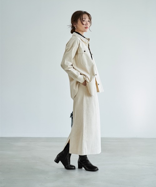 STYLE DELI（スタイルデリ）の「【セットアップ対応】コーデュロイシャツジャケット（シャツ/ブラウス・レディース・アイボリー/ブルー/グリーン・FREE）」の16枚目の写真