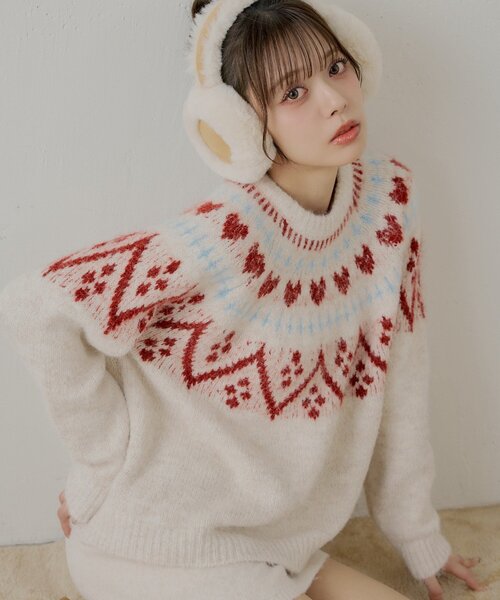 WONDERFUL WORLD いちごモチーフのニットセーター WONDERFUL WORLD いちごモチーフのニットセーター ワンダフルワールド