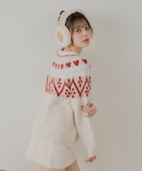 Chico（チコ）の「ハート柄ノルディックニット（ニット/セーター・レディース・グレー/アイボリー/ダークグレー・FREE）」の8枚目の写真