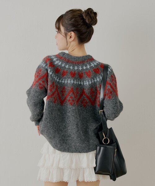 Chico（チコ）の「ハート柄ノルディックニット（ニット/セーター・レディース・グレー/アイボリー/ダークグレー・FREE）」の12枚目の写真