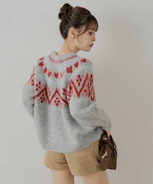 ハート柄ノルディックニット（ニット/セーター）｜Chico（チコ）の