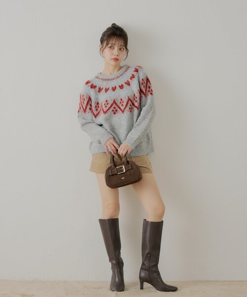 Chico（チコ）の「ハート柄ノルディックニット（ニット/セーター・レディース・グレー/アイボリー/ダークグレー・FREE）」の15枚目の写真