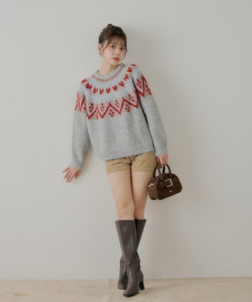Chico（チコ）の「ハート柄ノルディックニット（ニット/セーター・レディース・グレー/アイボリー/ダークグレー・FREE）」の16枚目の写真