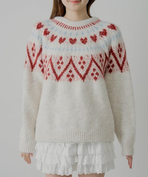 Chico（チコ）の「ハート柄ノルディックニット（ニット/セーター・レディース・グレー/アイボリー/ダークグレー・FREE）」の17枚目の写真